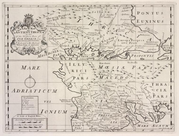 A new map of ancient Thrace, as also of the northern parts of Old Greece, viz. Macedonia, and Thessalia.