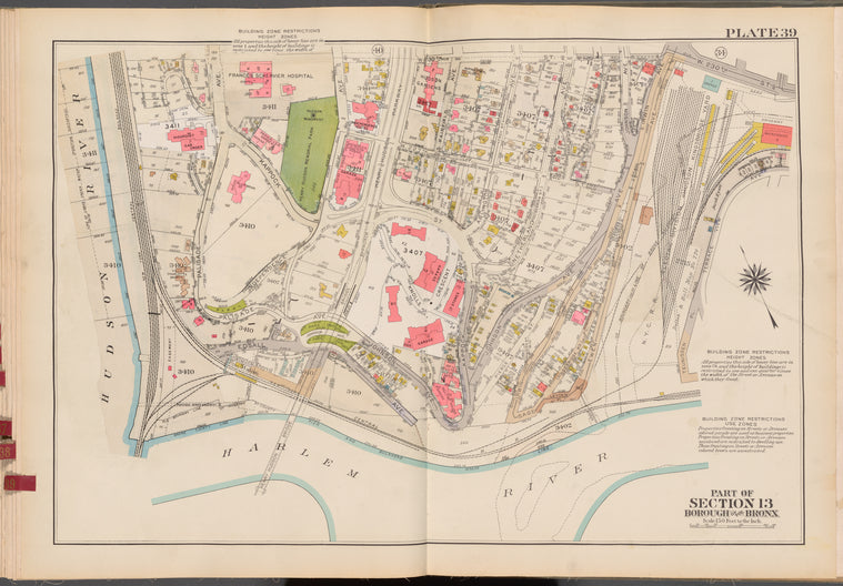 Double Page Plate No. 39, Part of Section 13, Borough of the Bronx: [Bounded by W. 230th Street, Terrace View Avenue, Teunissen Place, Harlem River and (Hudson River) Palisade Avenue]