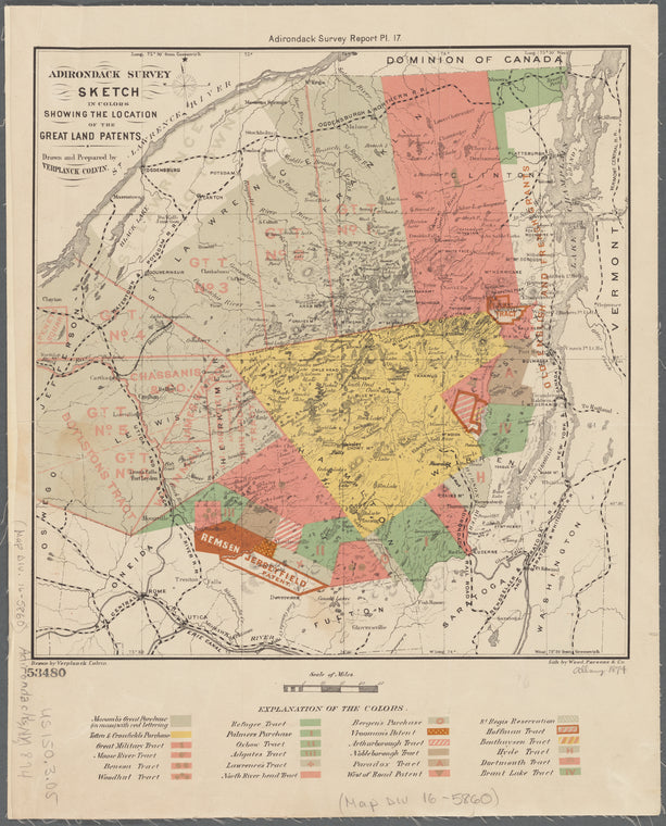 Adirondack survey, Sketch in colors showing the location of the great land patents
