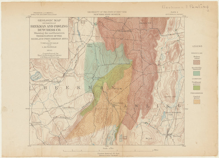 Geologic map of parts of Beekman and Pawling,  Dutchess Co: showing the northeastern termination of the highland precambrian area