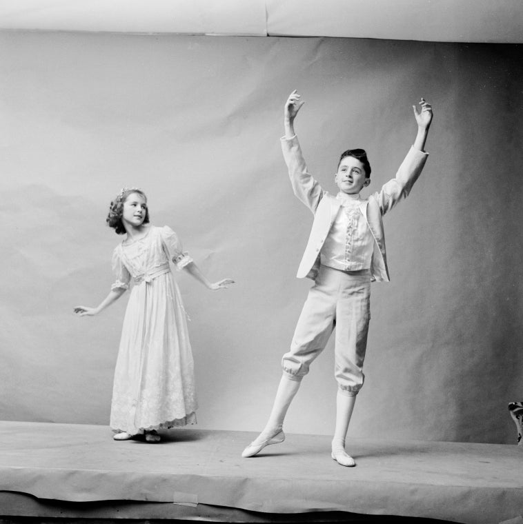 (L-R) Ballet dancer Bonnie Bedelia with brother, ballet dancer Christopher Culkin, in publicity photo for the New York City Ballet's "The Nutcracker."