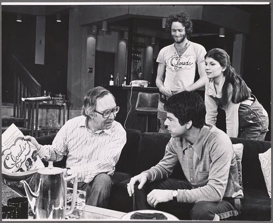 Mason Adams, Herbert Braha, William Russ and Tricia Boyer in the stage production The Shortchanged Review