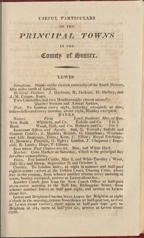 Holograph entries in Baxter's Sussex Pocket Book for 1810