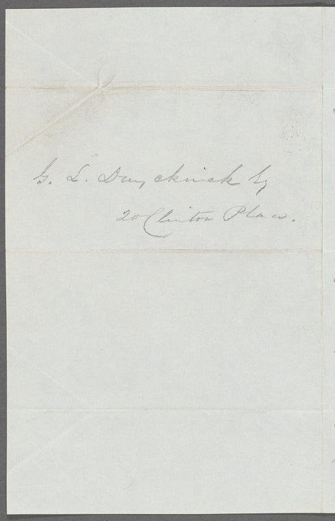 Letter to G. L. Duyckinck Esq.