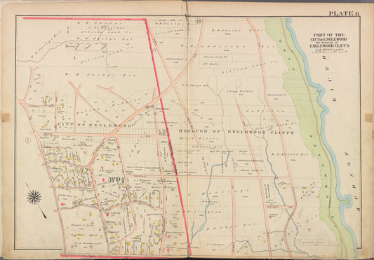 Bergen County, V. 1, Double Page Plate No. 6 [Map bounded by Hudson River, Palisade Ave., Lydecker St.]