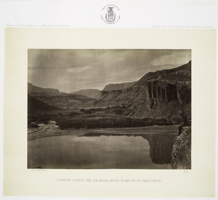 No. 12. Looking across the Colorado River to mouth of Paria Creek.