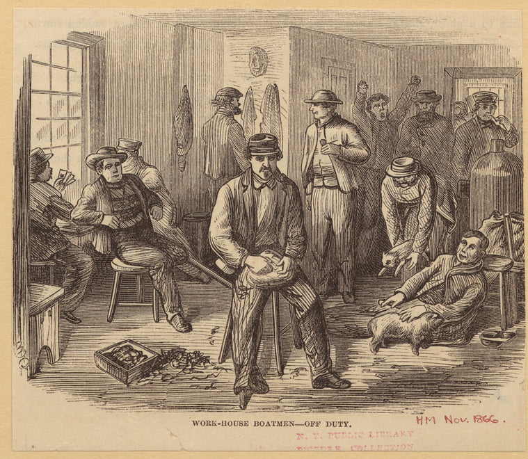 Work-house boatmen--off duty