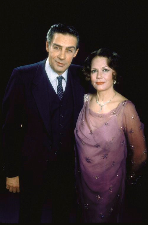Actors Elizabeth Allen & Jerry Orbach in a publicity shot fr. the replacement cast of the Broadway musical "42nd Street." (New York)