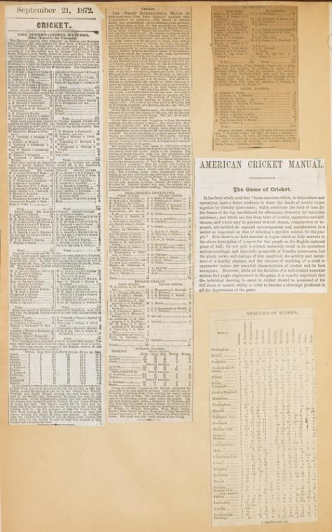 Cricket ; American cricket manual ; Analysis of scores