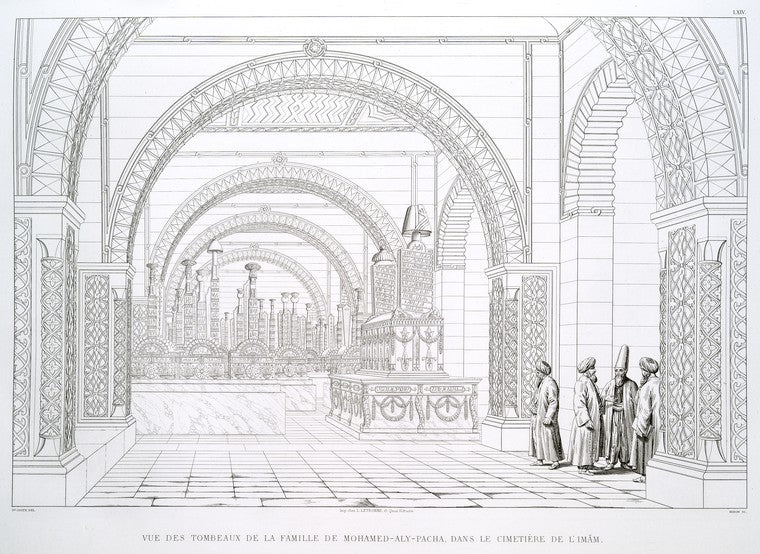 Vue des tombeaux de la famille de Mohamed-Aly-Pacha, dans le cimitière de l'Imam