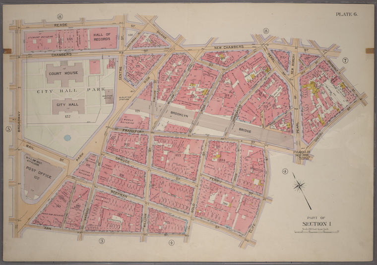 Bounded by Reade Street, Duane Street, New Chambers Street, Roosevelt Street, Cherry Street, Franklin Square, Frankfort Street, Cliff Street, Beekman Street, Gold Street and Ann Street