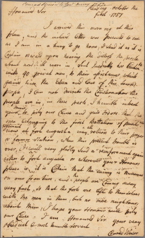 Letter to William Denny, Governor of Pennsylvania, Philadelphia