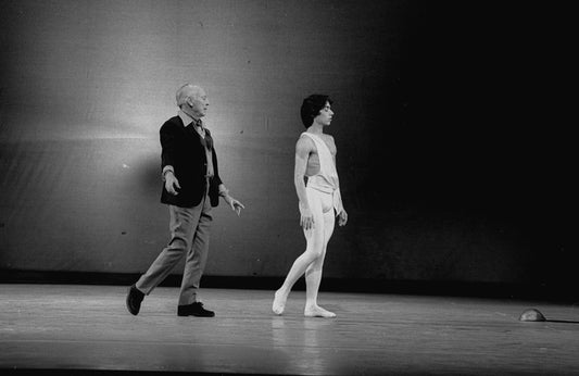 New York City Ballet production of "Apollo"; George Balanchine rehearses with Jean-Pierre Frohlich, choreography by George Balanchine (New York)