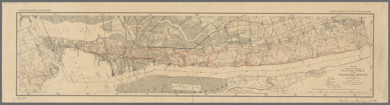 Map showing the direction of glacial striae on the Palisade Ridge