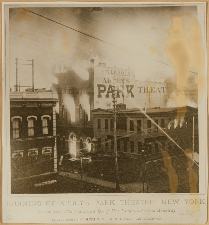 Burning of Abbey's Park Theatre, New York