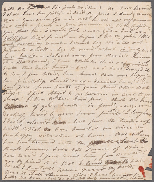 Katherine Caulfield to Jane Porter, autograph letter signed