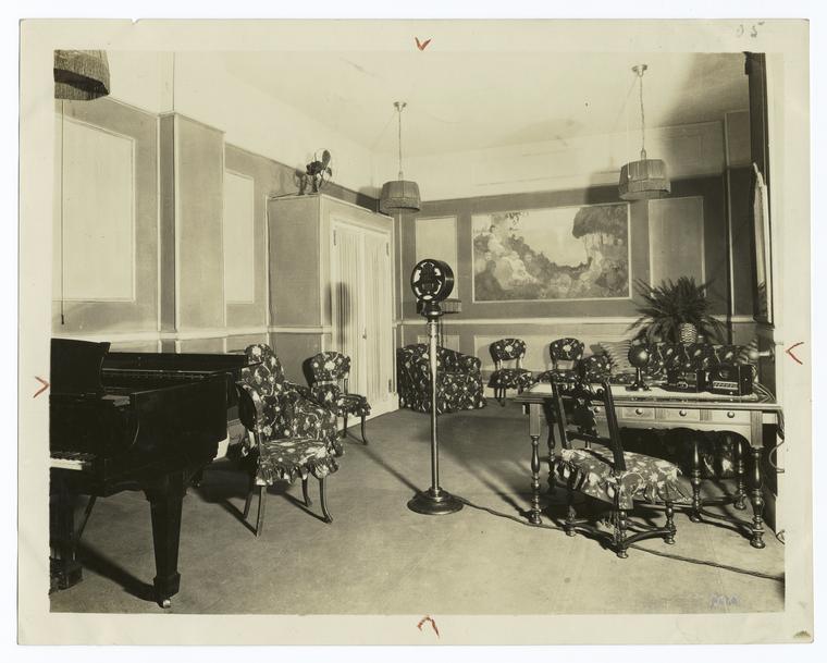 Interior of Broadcasting Studio of Station WJZ.