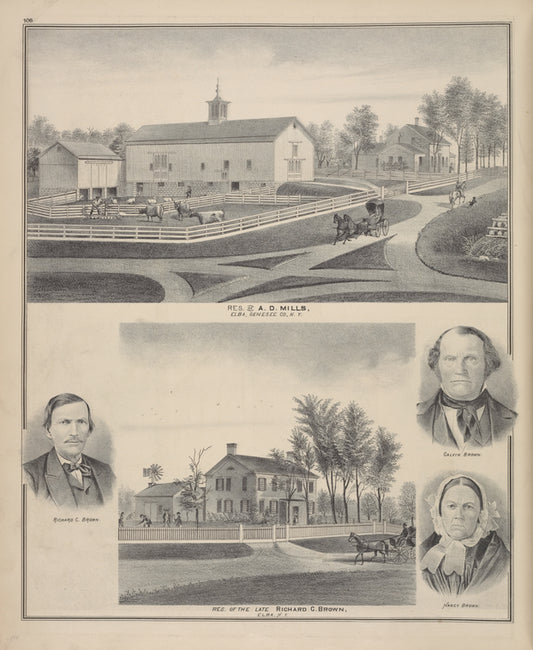 Res. of A. D. Mills, Elba, Genesee Co., N.Y. ; Richard C. Brown. ; Res. of The Late Richard C. Brown, Elba, N.Y. ; Calvin Brown. ; Nancy Brown.