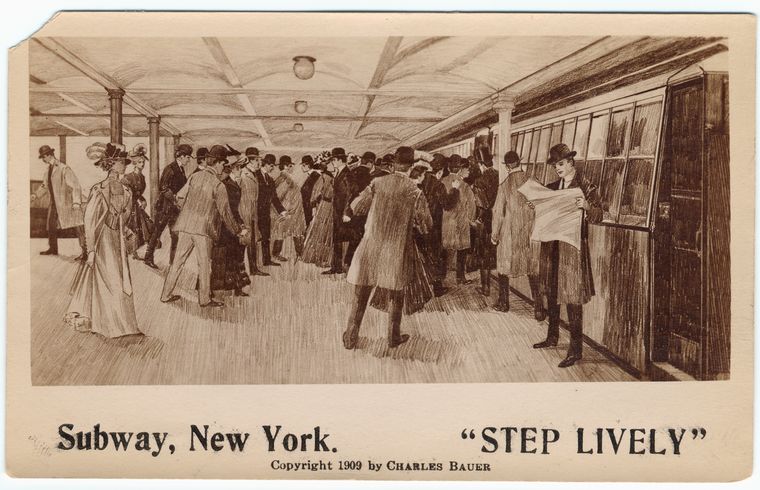 Subway, New York.  "Step Lively"