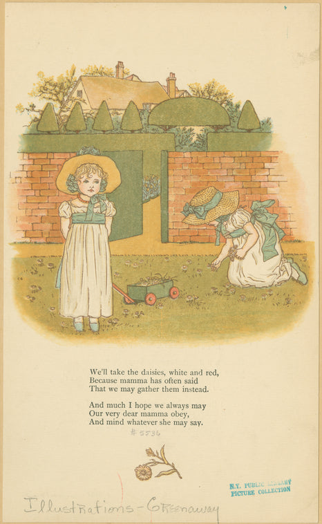 Girls picking daisies.