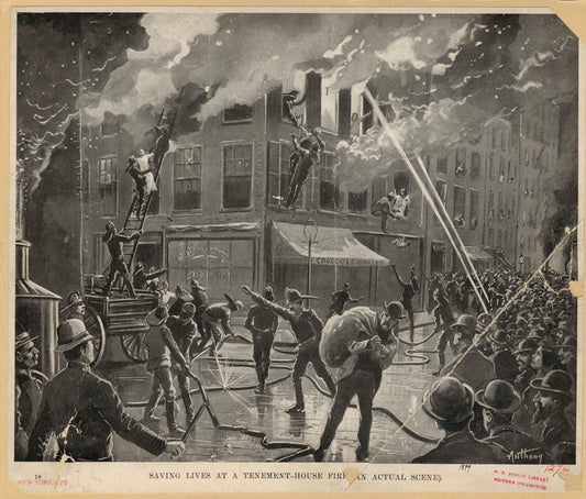 Saving lives at a tenement-house fire [(a]n actual scene.)