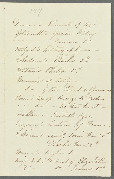 Unidentified sender, list of books