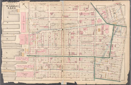 Plate 3: Bounded by Pierpont Street, Fulton Street, Myrtle Street, Jay Street, Smith Street, Bergen Street, Congress Street, Columbia Street, Atlantic Street, and (East River) Furman Street.