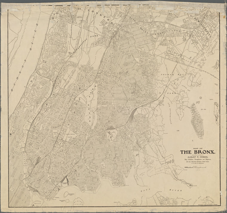 Map of the Bronx. [including part of Yonkers, Mount Vernon, and New Rochelle].