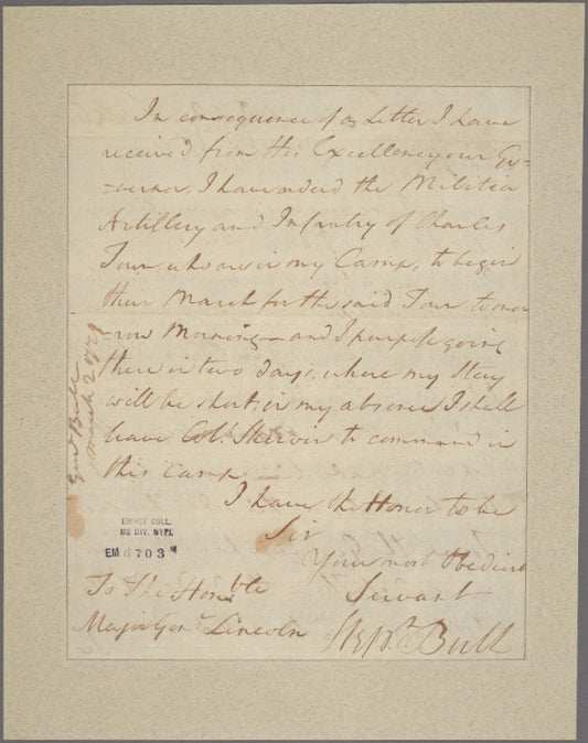 Letter to Maj. Gen. [Benjamin] Lincoln