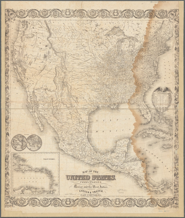 Map of the United States with its territories: also Mexico and the West Indies