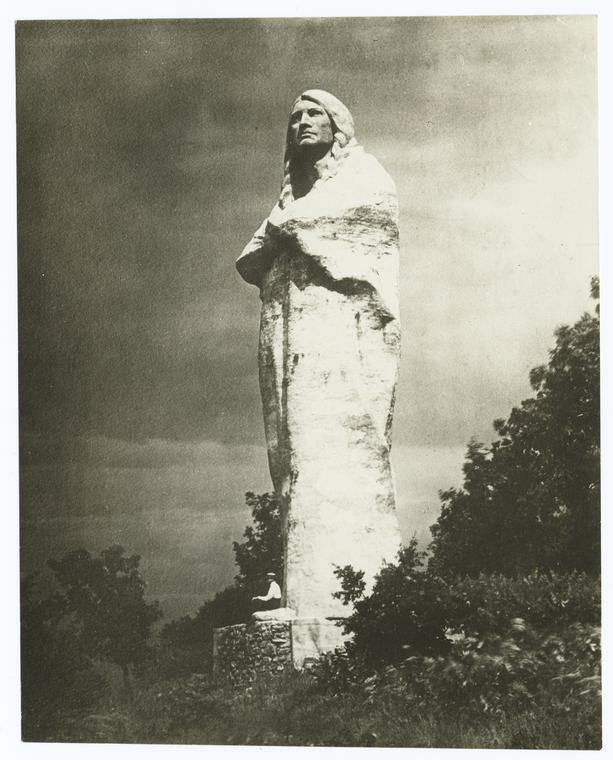 Heroic Indian memorial "Black Hawk" by Lorado Taft, erected on a promontory overlooking the Rock River, at Oregon, Ill.