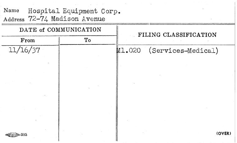 Hospital Equipment Corp.