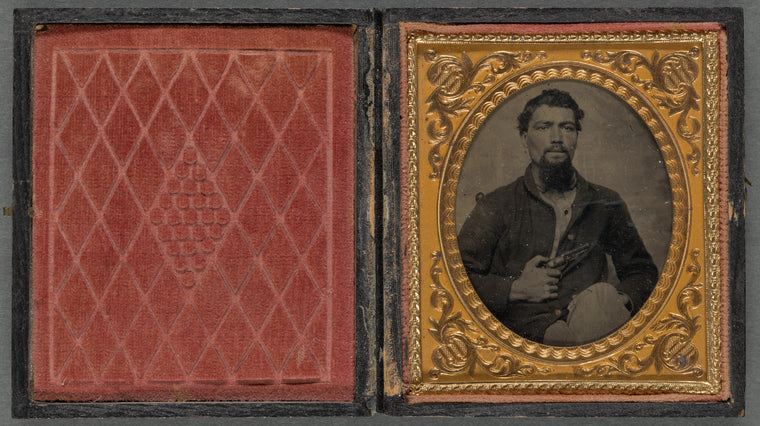 Portrait of Soldier Holding a Pistol