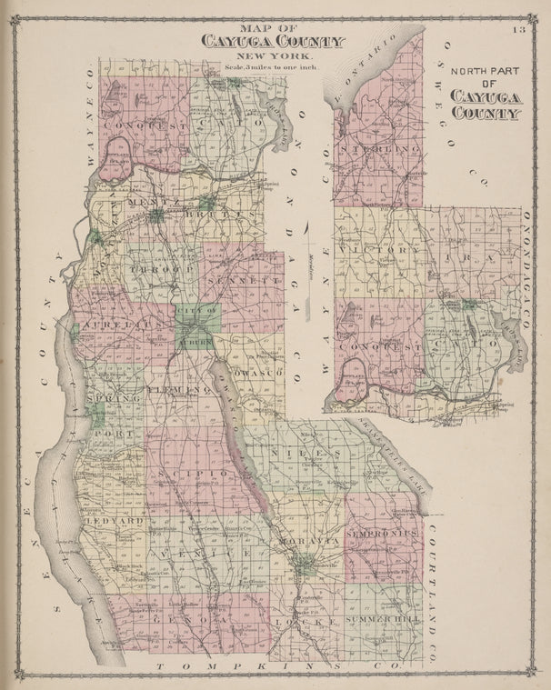 Map of Cayuga County New York; North Part of Cayuga County