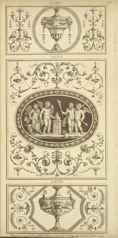 Central design of four cherubs with a torch and ram
