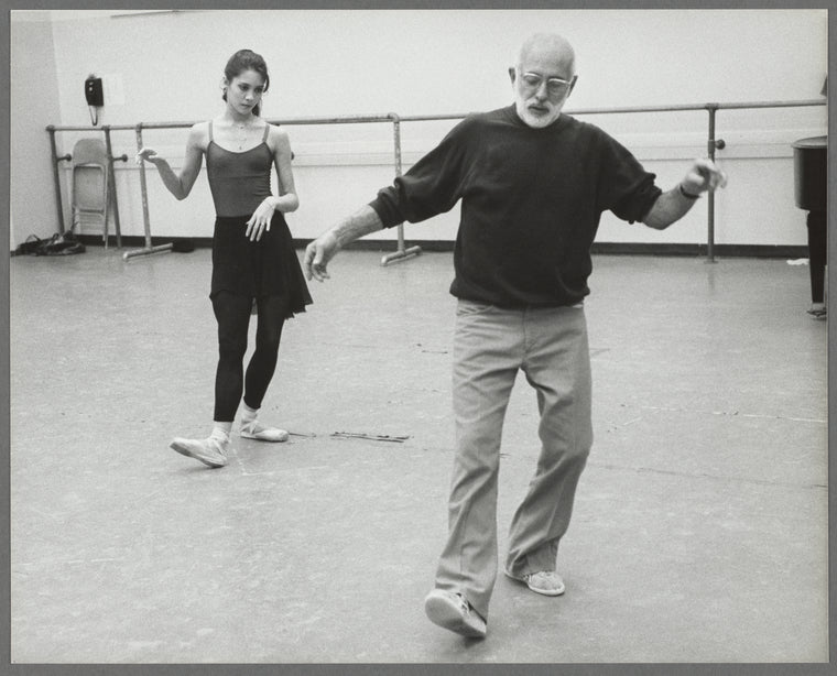 Helene Alexopoulos and Jerome Robbins in rehearsal for Antique Epigraphs