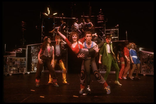 Actors Tia Riebling & Donnie Kehr (C) w. cast in a scene fr. the Off-Broadway musical "American Passion." (New York)