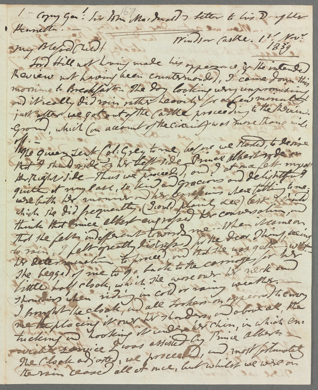 Sir John Macdonald to Henrietta, letter (copy)