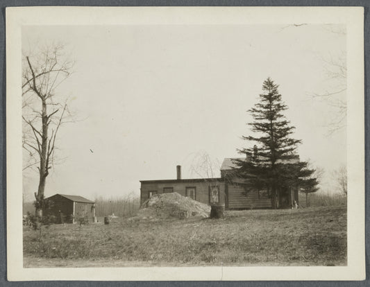 View of large rock in yard of house. North side Middle Country Road, between Middle Island and Coram. Swezey (1873). Middle Island, Brookhaven