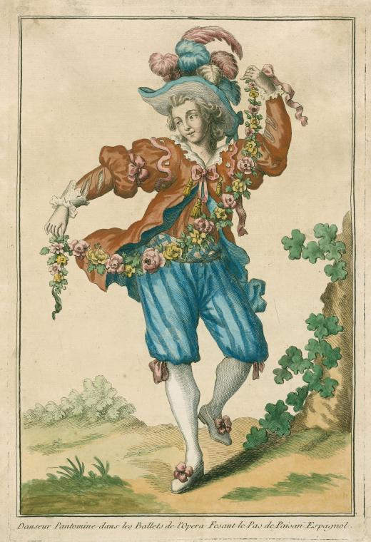Danseur pantomine [sic] dans les ballets de l'Opera fesant le pas de paisan espagnol.