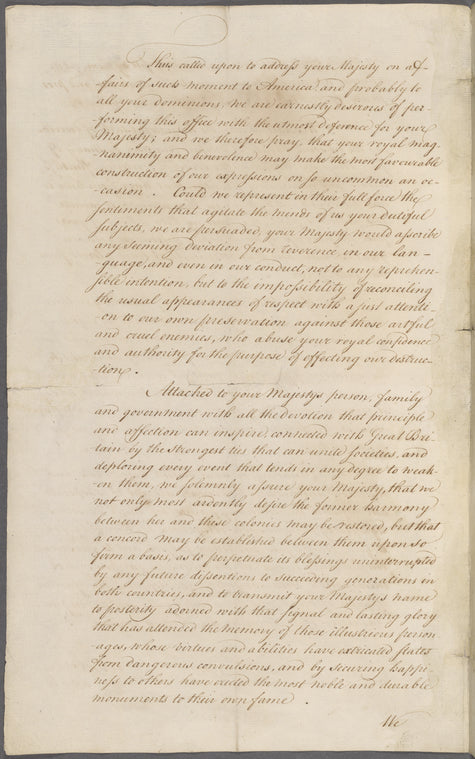 Petition to George III, King of Great Britain, 1775