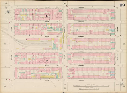 Manhattan, V. 5, Double Page Plate No. 89 [Map bounded by W. 32nd St., 8th Ave., W. 27th St., 10th Ave.]