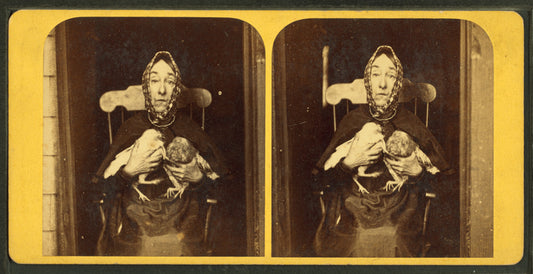 Portrait of Nancy Luce, island eccentric, and her bantie hens.