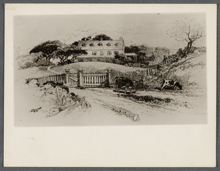 Manor House. Gardiners Island. Photograph of 1885 print. East Hampton, East Hampton