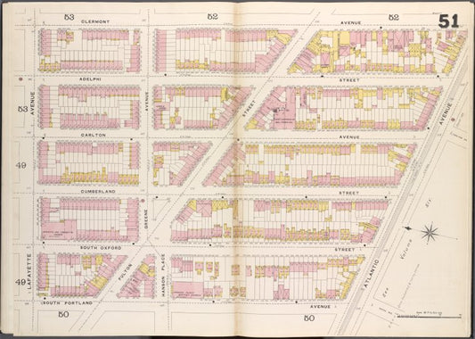 Brooklyn V. 2, Double Page Plate No. 51 [Map bounded by Clermont Ave., Atlantic Ave., S.Portland Ave., Lafayette Ave.]