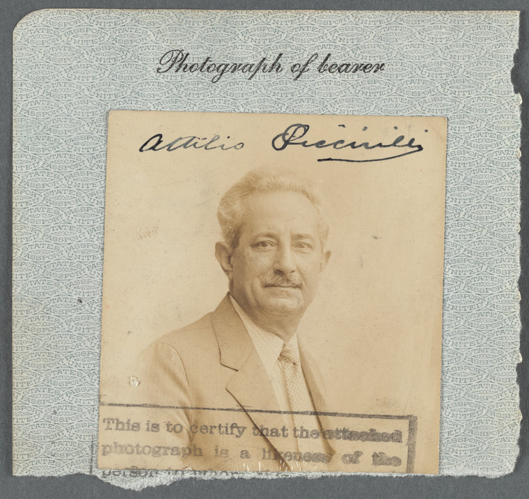 Passport photograph of Attilio Piccirilli