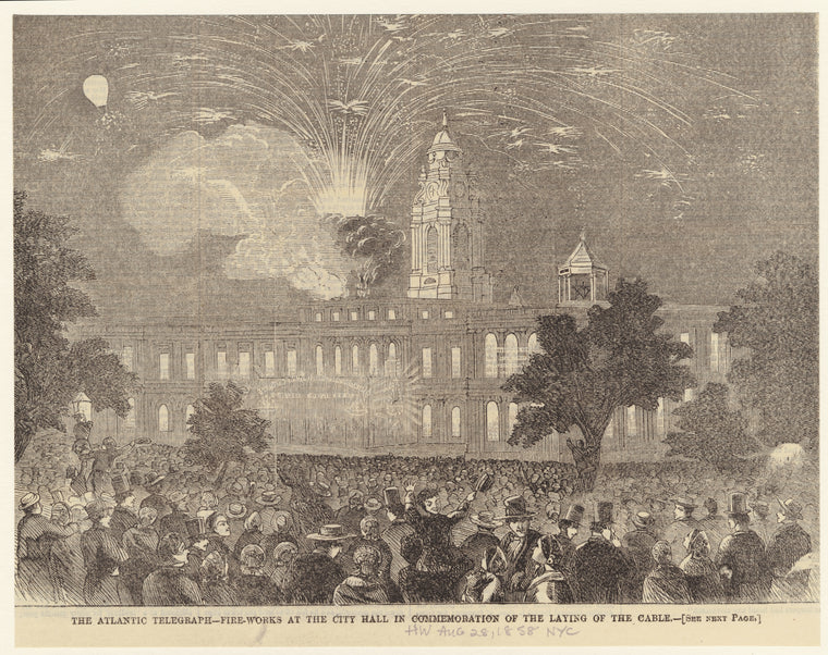 The Atlantic telegraph--fireworks at the City Hall in commemoration of the laying of the cable