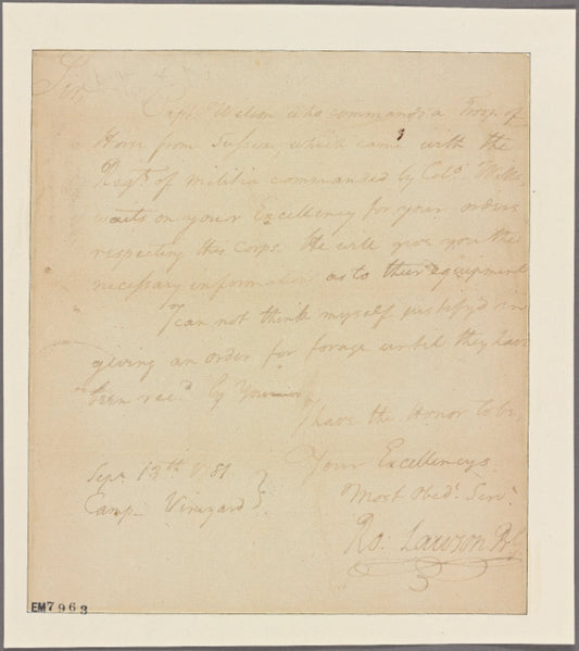 Letter to Gov. [Thomas Nelson,] Williamsburg [Va.]