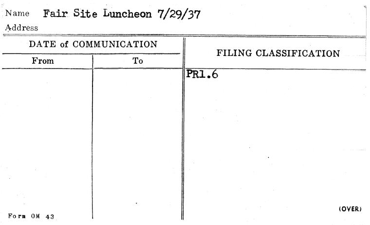 Fair Site Luncheon 7/29/37
