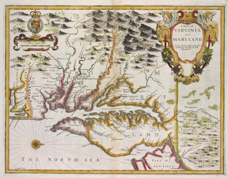 A map of Virginia and Maryland